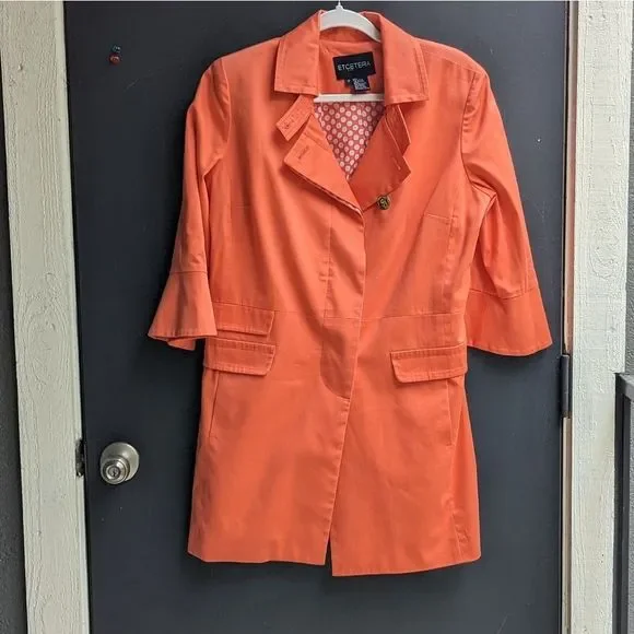 Etcetera Bell Sleeve Trenchcoat Peachy Coral - Picture 3 of 13